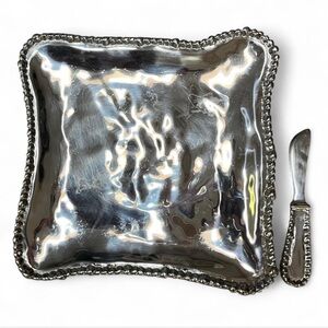 Pampa Bay Irregular Silver Square Tray with Knife